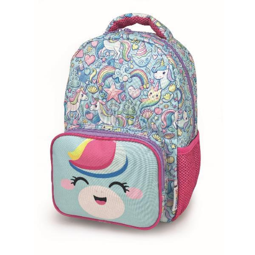 LEBEZ ZAINETTO FANTASY 29X22X10 CM 2 SCOMPARTI IN POLIESTERE TASCA FRONTALE E TASCHE LATERALI IN RETE FANTASIE ASSORTITE